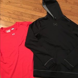 Men’s Under Armour sweatshirt and heat ware shirt